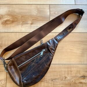 Elegant Brown Leather Belt Bag